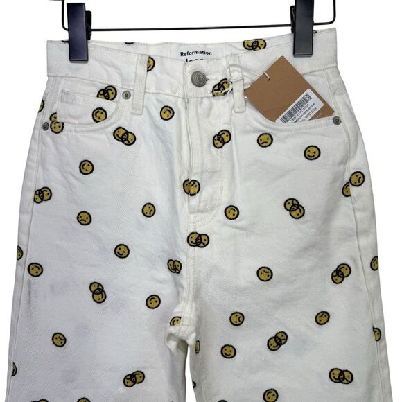 NEW Reformation Mixed Emotions High Rise Straight Jeans Vintage White Size 24 - Picture 8 of 12